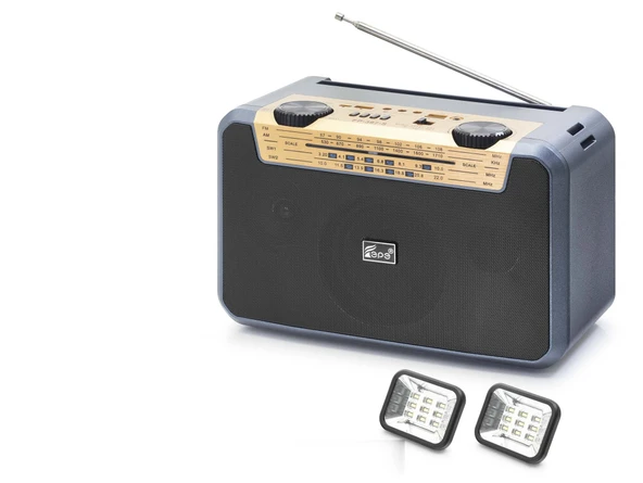 Bluetooth Fm Radyo Usb Tf Aux Solar Şarjli Çift Led Aydinlatmali Kamp Hoparlör FP397S ürün görseli 1