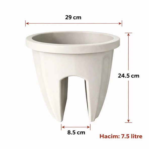 Omnipazar SY-5712 Opal Yuvarlak Balkon Küpeşte Saksı 7.5 Litre - Resim 10