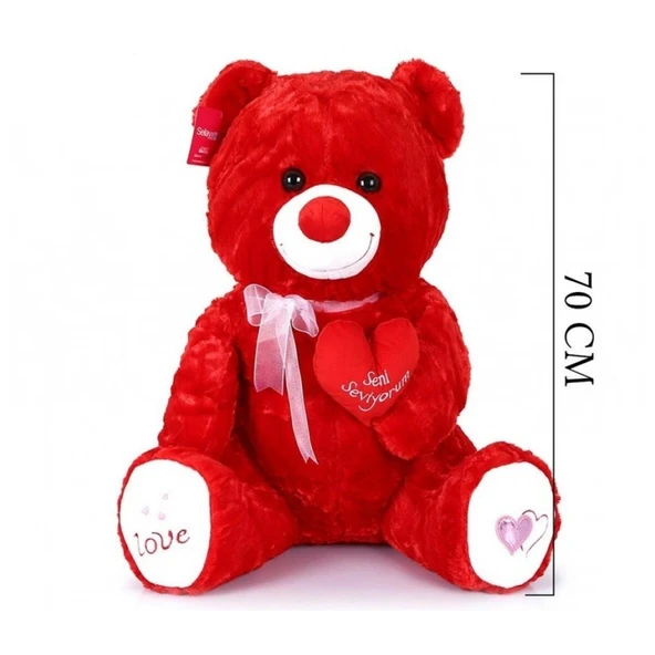 1054 KRM TIKIL AYI 70 CM KIRMIZI - Resim 2