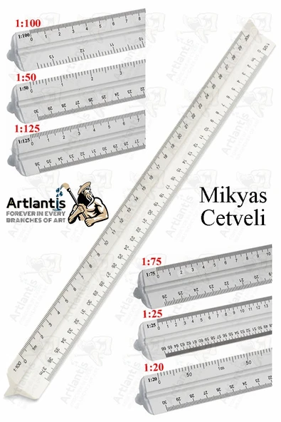 Mikyas Cetvel 1 Adet Ölçekli Üçgen Çizim Cetveli 30cm 3 Kenarlı Mimar Mühendis 1:20 1:25 1:50 1:75 1:100 1:125 ürün görseli 1