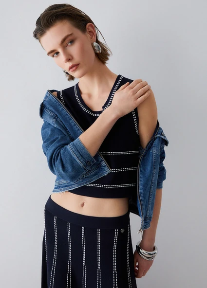 Liujo WA6146MA81R Kadın Örme Üst - Resim 4