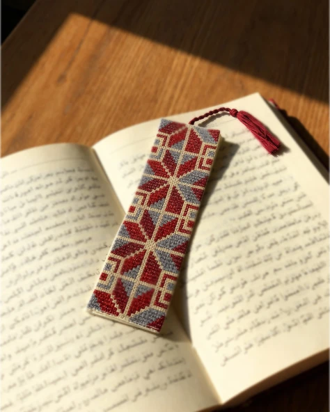 Geometrik Filistin Nakışlı Kumaş Ayraç 16x5 cm ürün görseli 1