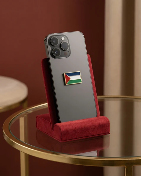 Filistin Bayrak Telefon Arkası Süsü Altın Detaylı Sticker Etiket 1,5 X 2 CM ürün görseli 1