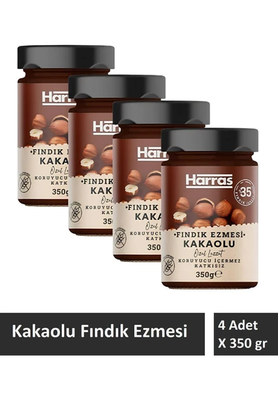 Harras Glutensiz Katkısız Kakaolu Fındık Ezmesi 4 Adet X 350 gr ürün görseli 1