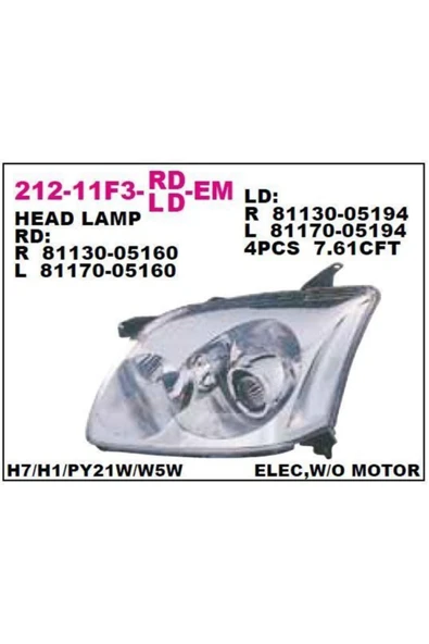 Depo Dpo-212-11f3r-ld-em Far Sağ Toyota Avensıs 2003 - 2005 E... ürün görseli 1