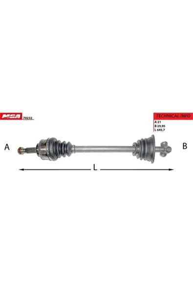MGA Aks Sol Absli 44d ( Renault : Scenic Megane I 1.6 8v K4m 99-- 96-- Mekanik )mga-70232 8200090175 ürün görseli 1