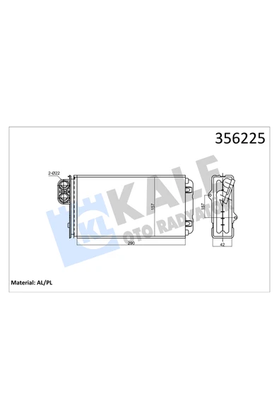 KALE KALORİFER RADYATORU BORUSUZ MEKANİK 42MM (PEUGEOT 605 - CITROEN XM 2.0 2.1/2.5TD 3.0 89 / 00 ) ürün görseli 1