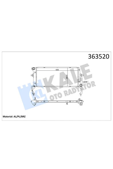 KALE SU RADYATORU BRAZING HYUNDAI I30 ELANTRA VI 1.6CRDI 16 (MT) 648×290.5X26 ürün görseli 1