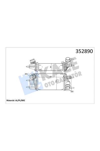 KALE TURBO RADYATORU INTERCOOLER NISSAN JUKE 1.5 DCI 2010-/ PULSAR 1.5 DCI 2014-/ 281×175X80 ürün görseli 1