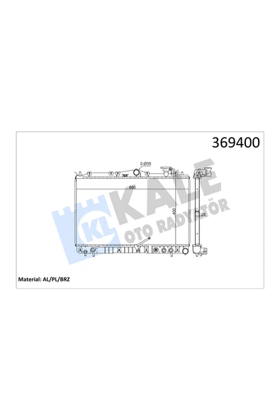 KALE MOTOR SU RADYATORU SONATA OTOMATIK 1993-1998 400×680×26 ürün görseli 1