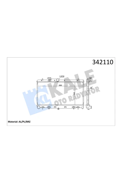 KALE SU RADYATORU (SUBARU LEGACY 2.0-2.5-3.0 03/ / OUTBACK 2.0-2.5-3.0 AWD 03/ 340×688X26 OTOMATIK SANZ ürün görseli 1