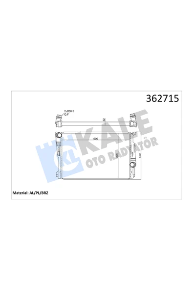 KALE SU RADYATORU BRAZING 32mm (BMW X3 (F25) 18D 20DX 10 / (MT) [600X398X32] ürün görseli 1