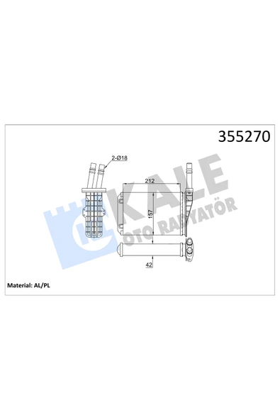 KALE KALORIFER RADYATORU 42MM(RENAULT ESPACE III 96-03) BORULU ürün görseli 1