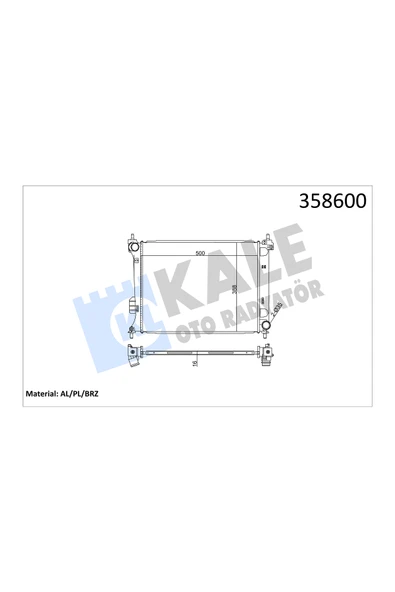 KALE MOTOR SU RADYATORU HYUNDAI I20 1.2-1.4 2008-2014 MANUEL 500×388×16 ürün görseli 1