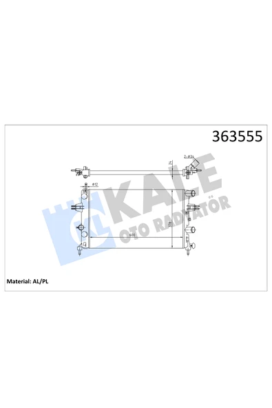 KALE SU RADYATORU OPEL ASTRA G 1.4 XEP 98 09 KLIMALI (MT) MEKANIK 600×378X24 ürün görseli 1