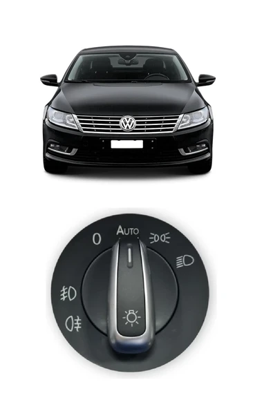 CMEPARTS Vw Volkswagen Passat CC 2013-2017 Uyumlu Far Açma Anahtarı Auto Özellikli Krom Detaylı 3C8941431A ürün görseli 1