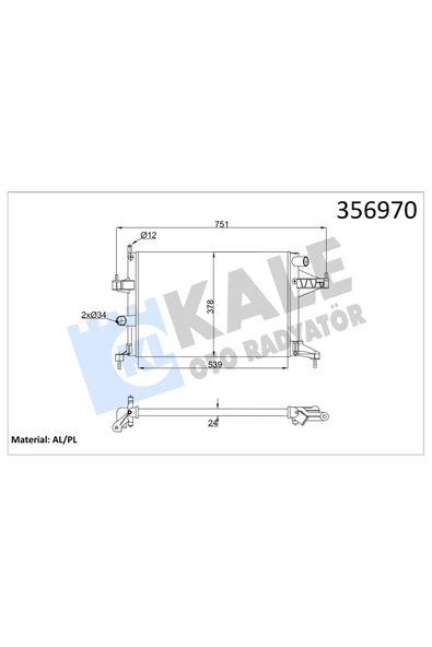 KALE SU RADYATORU MEKANIK OPEL CORSA C Z14XE TIGRA B Z18XE 545×359X23 ürün görseli 1