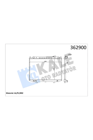 KALE SU RADYATORU (NISSAN PICK-UP D22 02/06 SKYSTAR YD25DDTI ) 692×450x26 ürün görseli 1