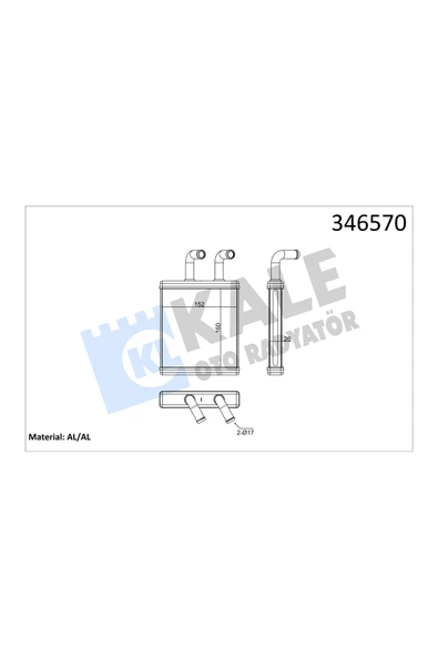 KALE KALORIFER RADYATORU BRAZING ( KIA BONGO 2003/ K2500 - K2700 1999/)160x152x26 ürün görseli 1