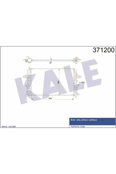 KALE OTO Radyatör 371200 Su Radyatörü Astra H 04- 1.6 16V 1.8 16V Zafira B 05- 605X359X23 ürün görseli 1