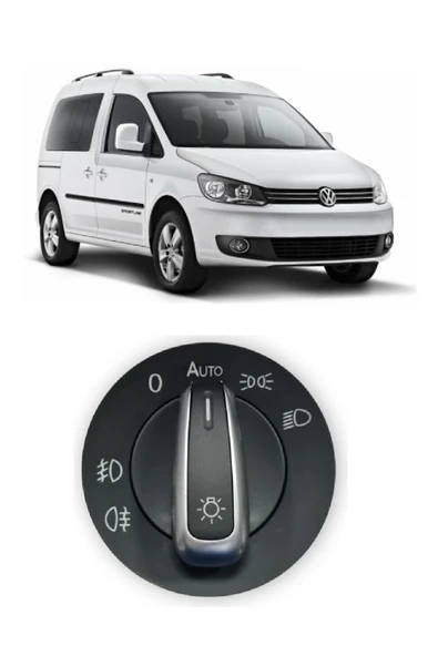 CMEPARTS Vw Volkswagen Caddy 2011-2015 Uyumlu Far Açma Anahtarı Auto Özellikli Krom Detaylı 3C8941431A ürün görseli 1