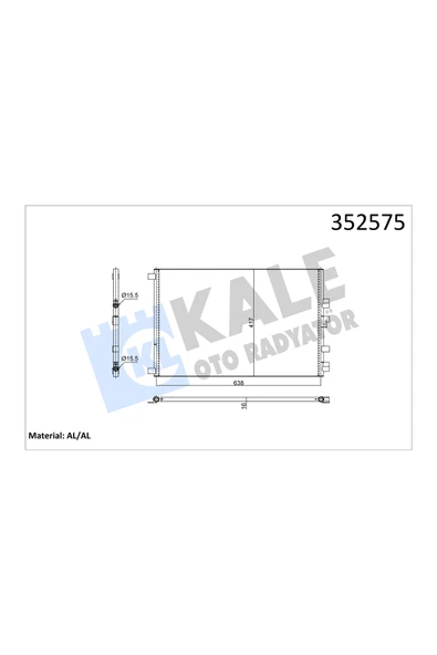 KALE KLIMA RADYATORU KONDENSER (RENAULT MEGANE II SCENIC II 1.9/2.0DCI 05- KURUTUCUSUZ [BRAZING AL/AL] ürün görseli 1