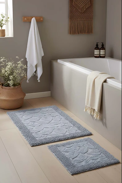 Yaprak Desenli 2’li Banyo & Klozet Paspas Takımı ürün görseli 1