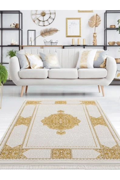 Efsun Modern Salon ve Oturma Odası Halısı - Krem Gold Outlet Ürün 4037 ürün görseli 1