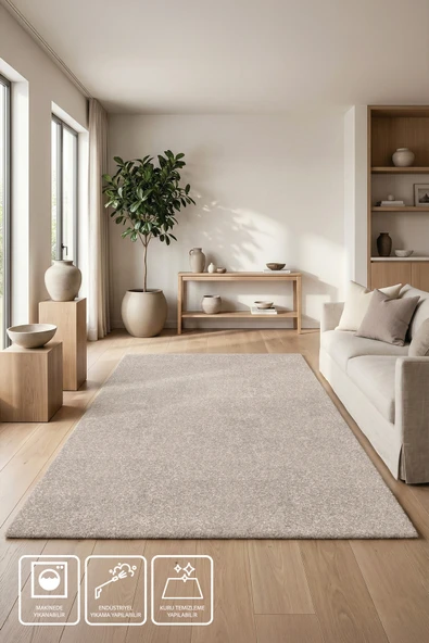 Craft Salon Oturma ve Çocuk Odası Yumuşak Dokulu Tuft Halı- Açık Bej ürün görseli 1