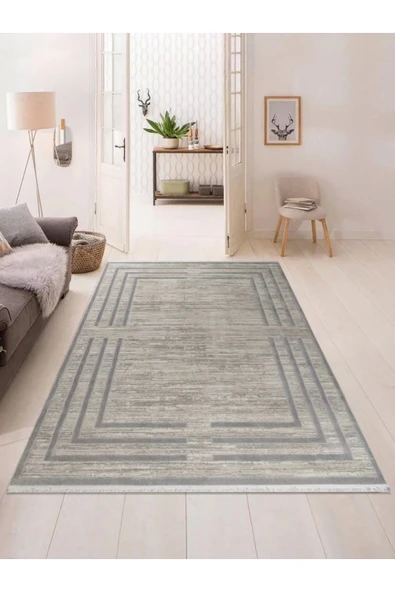 Pyramid Modern Salon ve Oturma Odası Halısı - Krem Gri ürün görseli 1