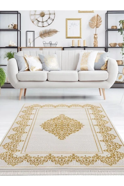 Efsun Modern Salon ve Oturma Odası Halısı - Krem Gold Outlet Ürün 4327 ürün görseli 1