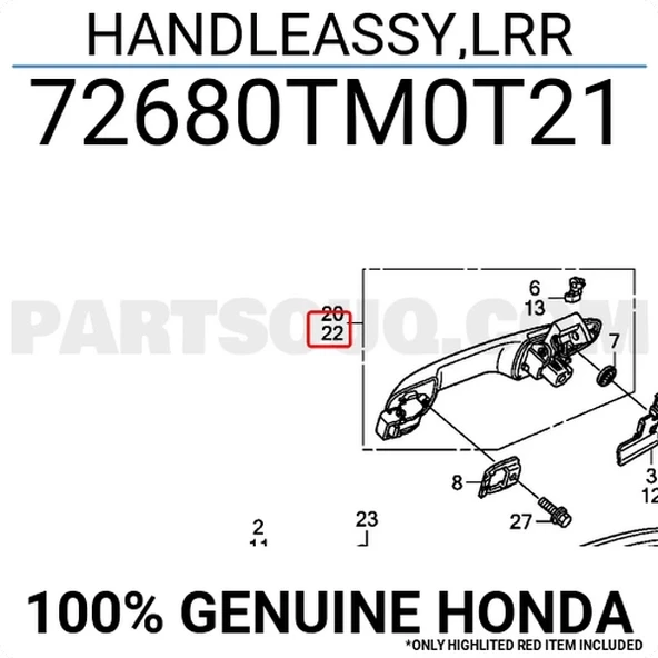 Honda City 2009-2013 Kapı Kolu Arka Dış Sol Nikelaj (Oem No: 72680-Tm0-T21) ürün görseli 1