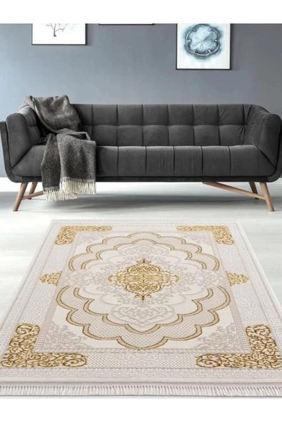 Efsun Modern Salon ve Oturma Odası Halısı - Krem Gold Outlet Ürün 4043 ürün görseli 1