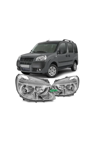 FESAN Fiat Doblo Uyumlu   Sağ Sol Ön Far Lambası Takımı 2006--2011 ürün görseli 1