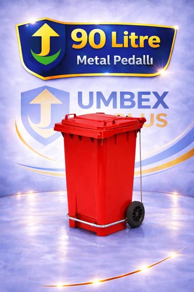 Umbex Plus-90 Lt Pedallı Çöp Konteyneri Çöp Kovası Kırmızı ürün görseli 1