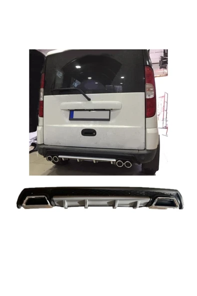 OTO H.İ.T. FİYAT DOBLO 2 UYUMLU BODY KİT DİFÜZÖR 2 ÇIKIŞ KARE GRİ MODEL 3 ürün görseli 1