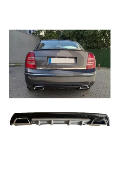 OTO H.İ.T. SKODA SUPERB UYUMLU BODY KİT DİFÜZÖR 2 ÇIKIŞ KARE GRİ MODEL 3 ürün görseli 1