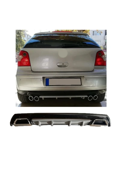 OTO H.İ.T. VOLKSWAGEN POLO MK3 UYUMLU BODY KİT DİFÜZÖR 2 ÇIKIŞ KARE GRİ MODEL 3 ürün görseli 1