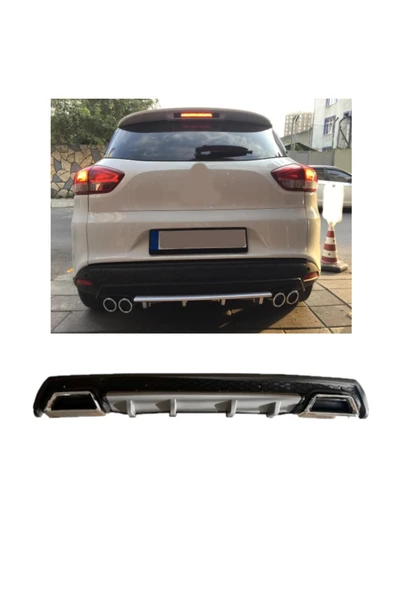 OTO H.İ.T. RENAULT CLİO 4 STATION UYUMLU BODY KİT DİFÜZÖR 2 ÇIKIŞ KARE GRİ MODEL 3 ürün görseli 1