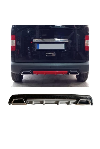 OTO H.İ.T. VOLKSWAGEN CADDY UYUMLU BODY KİT DİFÜZÖR 2 ÇIKIŞ KARE GRİ MODEL 3 ürün görseli 1