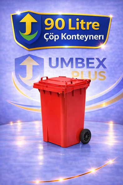 Umbex Plus-90 Lt Çöp Konteyneri Çöp Kovası Kırmızı ürün görseli 1