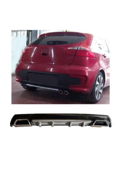OTO H.İ.T. KİA RİO UYUMLU BODY KİT DİFÜZÖR 2 ÇIKIŞ KARE GRİ MODEL 3 ürün görseli 1