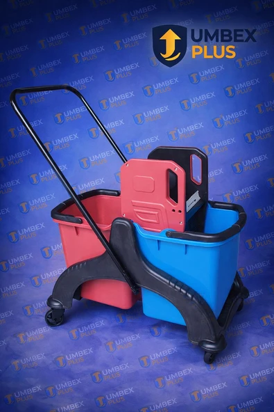 Umbex Plus Plastik Çift Kovalı Temizlik Arabası ürün görseli 1