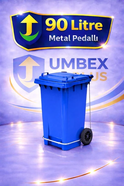 Umbex Plus-Pedallı 90 Lt Çöp Konteyneri Çöp Kovası Mavi ürün görseli 1