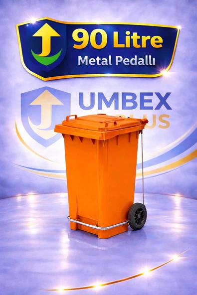 Umbex Plus-Pedallı 90 Lt Çöp Konteyneri Çöp Kovası Turuncu ürün görseli 1