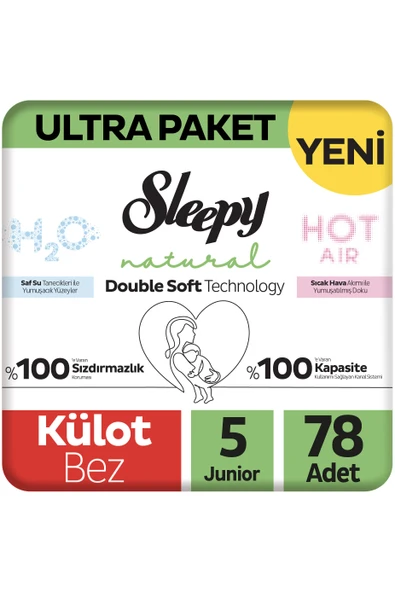Sleepy Natural Double Soft Ultra Paket Külot Bez 5 Numara Junior 78 Adet ürün görseli 1