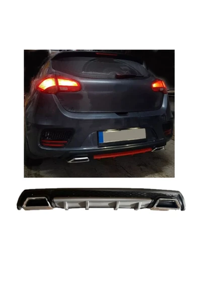 OTO H.İ.T. KİA CEED UYUMLU BODY KİT DİFÜZÖR 2 ÇIKIŞ KARE GRİ MODEL 3 ürün görseli 1