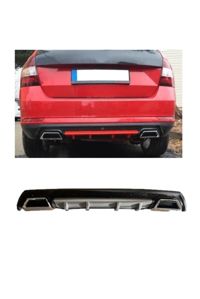 OTO H.İ.T. SKODA SCALA UYUMLU BODY KİT DİFÜZÖR 2 ÇIKIŞ KARE GRİ MODEL 3 ürün görseli 1