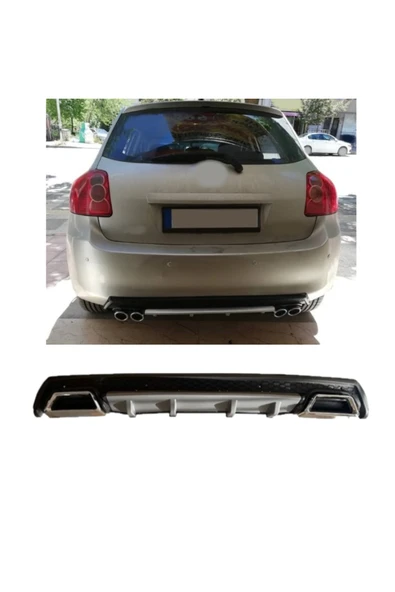 OTO H.İ.T. TOYOTA AURİS 1 UYUMLU BODY KİT DİFÜZÖR 2 ÇIKIŞ KARE GRİ MODEL 3 ürün görseli 1