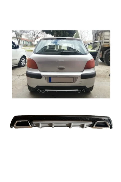 OTO H.İ.T. PEUGEOT 307 UYUMLU BODY KİT DİFÜZÖR 2 ÇIKIŞ KARE GRİ MODEL 3 ürün görseli 1
